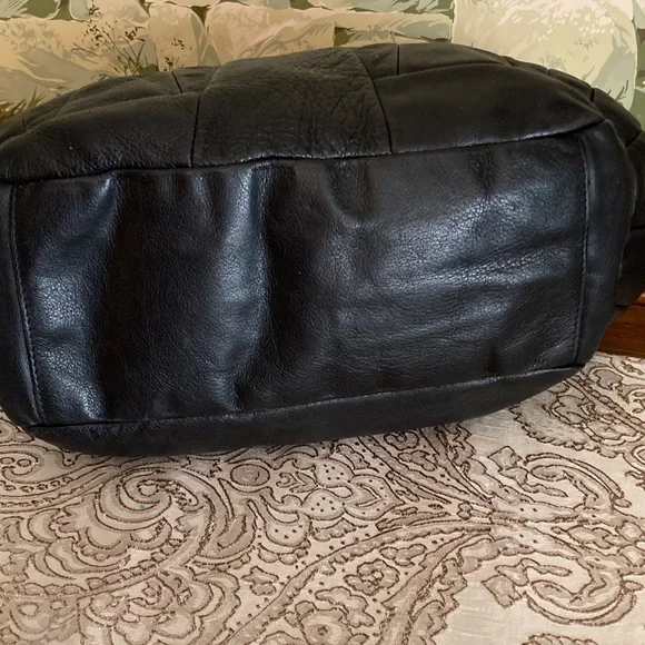 FURLA EUC Black Italian Pebbled Leather Hobo Bag with Braided Handle. - Picture 6 of 14